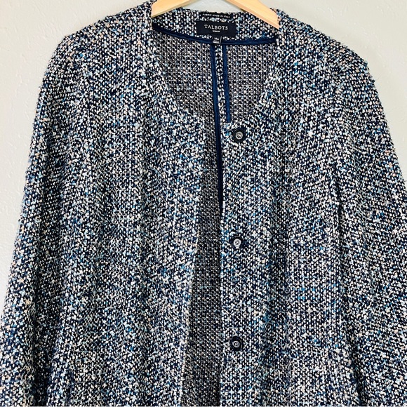 Talbots Blue/Multicolored Tweed Italian Blazer Jacket - 14W - Picture 5 of 10